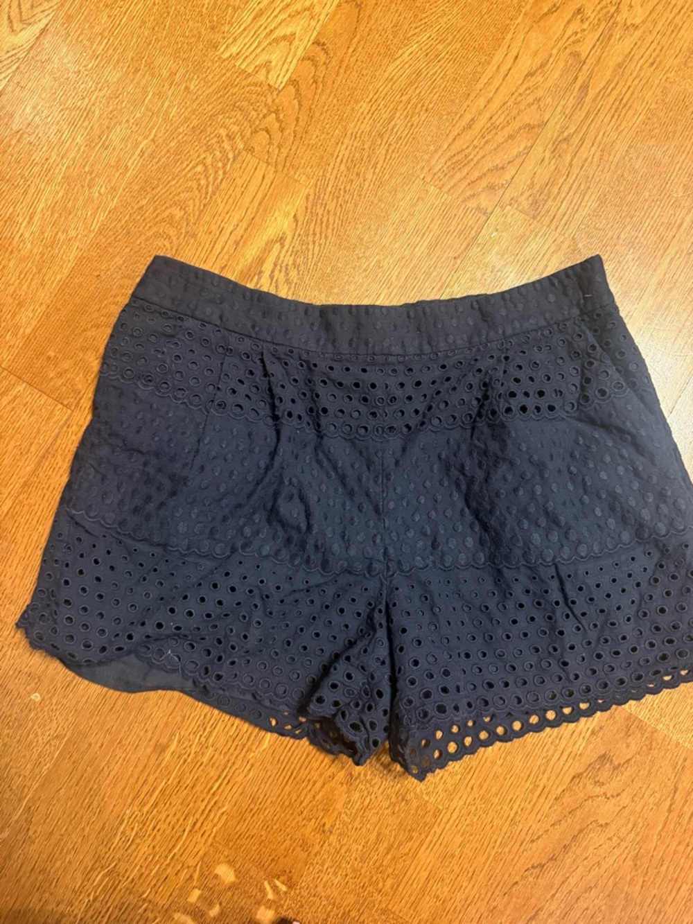 J. Crew Navy Eyelet High-Waist Lace Shorts